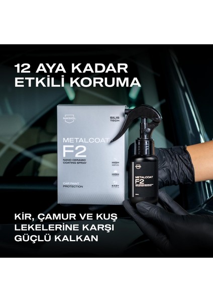 Metalcoat F2 Araç Sprey Nano Seramik Kaplama ve Boya Koruma-1 Yıl Dayanım-50ml-Su,Leke İtici fiyatları