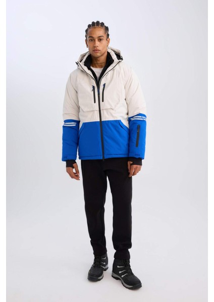 Fit Su Geçirmez Kayak Montu Su Geçirmez Kapüşonlu Fermuarlı Cepli D1590AX24WN