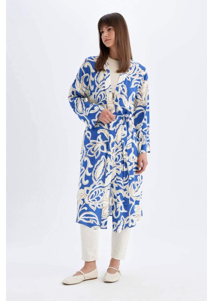 Relax Fit Desenli Uzun Viskon Kimono C9688AX24SM