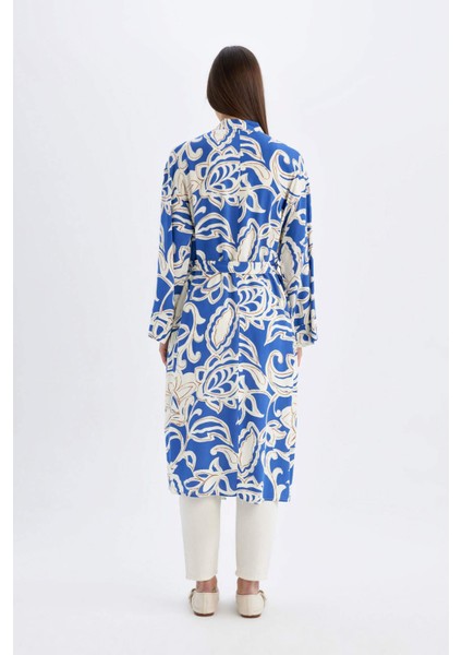 Relax Fit Desenli Uzun Viskon Kimono C9688AX24SM