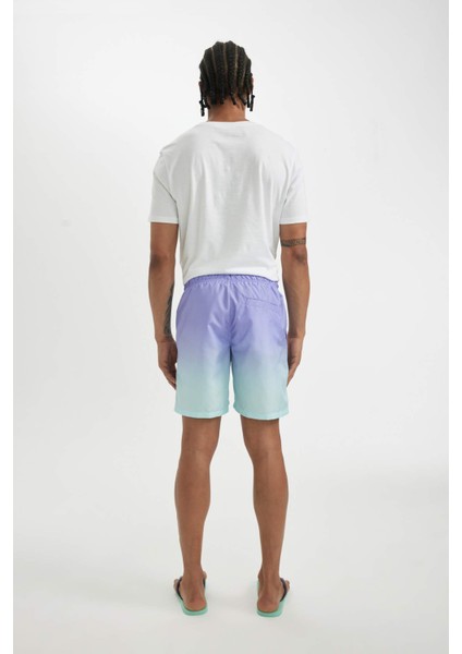 Regular Fit Degrade Baskılı File Astarlı Diz Üstü Deniz Şortu Z6873AZ24HS