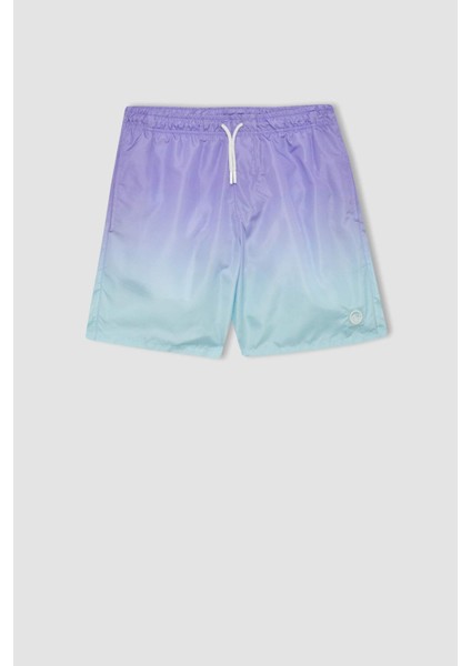 Regular Fit Degrade Baskılı File Astarlı Diz Üstü Deniz Şortu Z6873AZ24HS