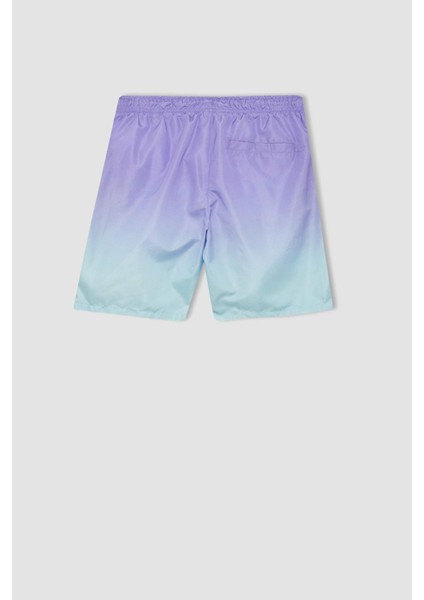 Regular Fit Degrade Baskılı File Astarlı Diz Üstü Deniz Şortu Z6873AZ24HS