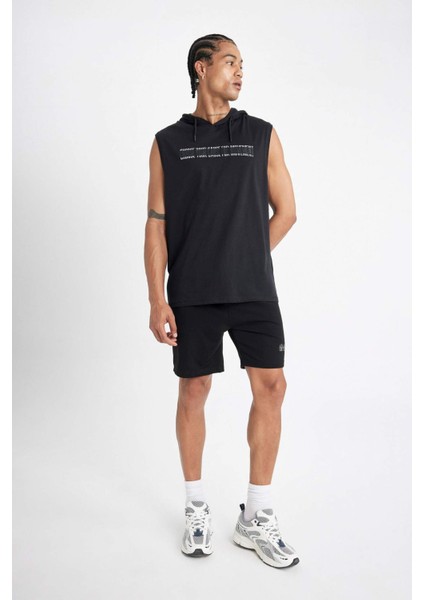 Fit Slim Fit Dar Kesim Baskılı Kapüşonlu Atlet A1819AX24HS