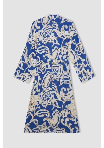 Relax Fit Desenli Uzun Viskon Kimono C9688AX24SM