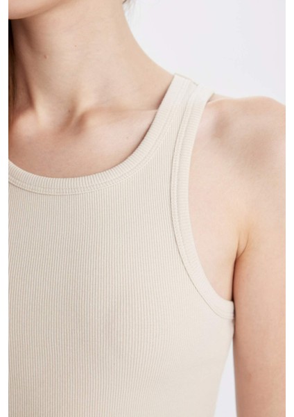 Bodycon Halter Yaka Fitilli Kaşkorse Kolsuz Midi Elbise U8106AZ24SM