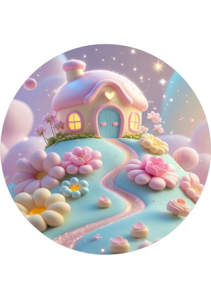 Yenilebilir Yuvarlak Pasta Resim Baskısı 20 cm Şekerli Kağıt Çiçek Temalı 125