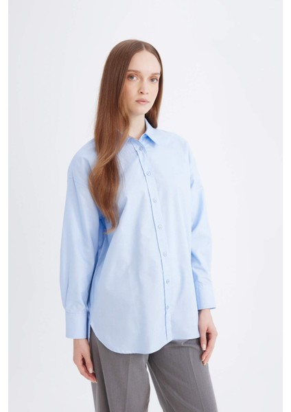 Relax Fit Oxford Uzun Kollu Gömlek Tunik D1298AX24AU