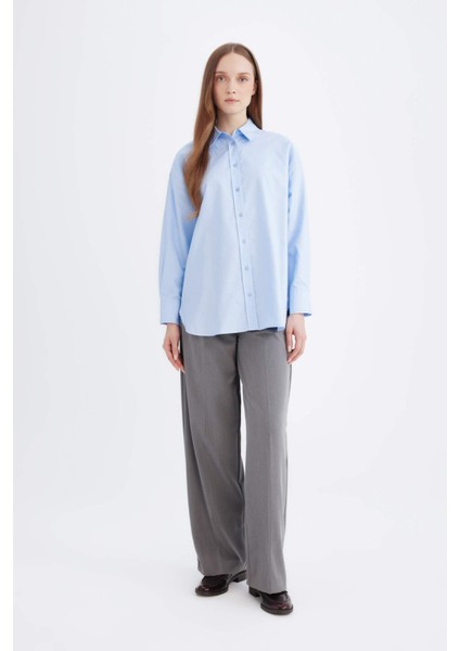 Relax Fit Oxford Uzun Kollu Gömlek Tunik D1298AX24AU