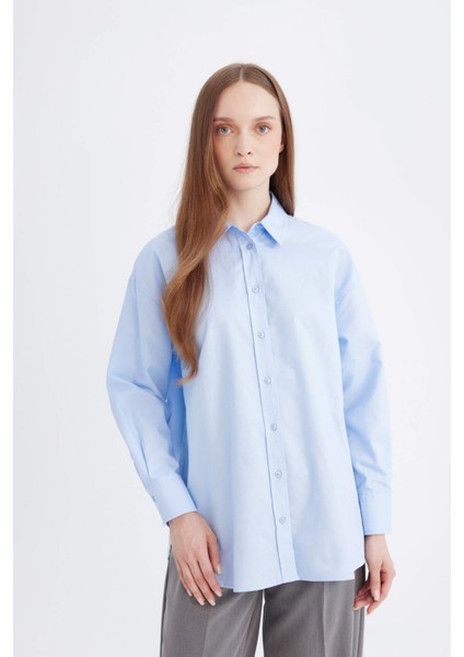 Relax Fit Oxford Uzun Kollu Gömlek Tunik D1298AX24AU