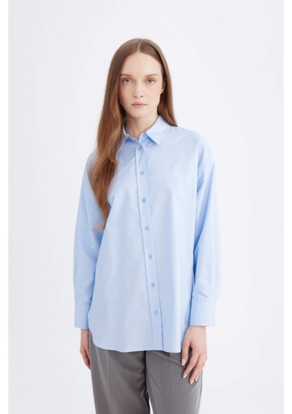 Relax Fit Oxford Uzun Kollu Gömlek Tunik D1298AX24AU