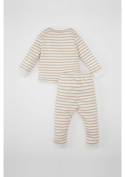 Erkek Bebek Pijama Takım Çizgili Uzun Kollu Üst Beli Lastikli Uzun Alt D1777A524AU