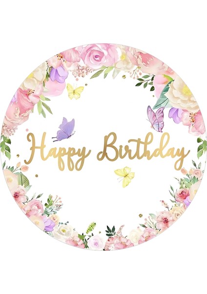 Yenilebilir Yuvarlak Pasta Resim Baskısı 20 cm Şekerli Kağıt Happy Birthday Temalı 61