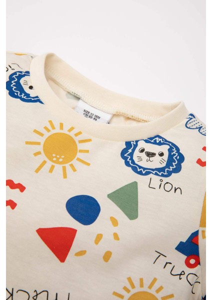 Erkek Bebek Pijama Takım Baskılı Penye Uzun Kollu Üst Beli Lastikli Uzun Alt D1766A524AU