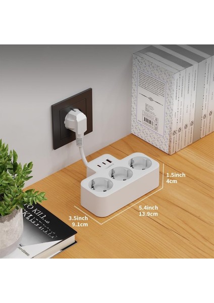Beyaz Akıllı Priz Termal Korumalı 3 Prizli Çoklu Akım Prizi | 2 Usb-A + 1 USB - Korumalı Priz modelleri