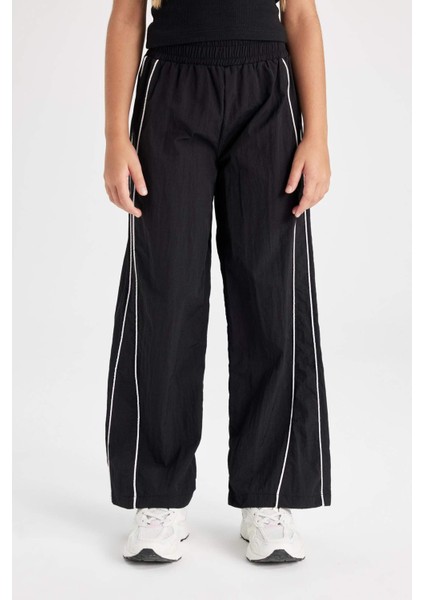 Kız Çocuk Wide Leg Geniş Bol Paça Beli Lastikli Siyah Pantolon C8775A824AU