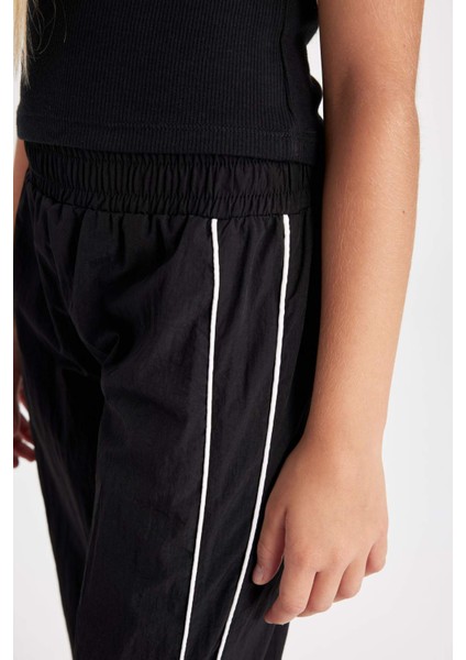 Kız Çocuk Wide Leg Geniş Bol Paça Beli Lastikli Siyah Pantolon C8775A824AU