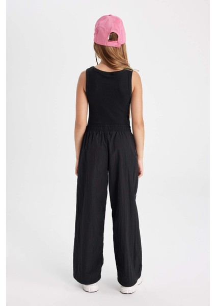 Kız Çocuk Wide Leg Geniş Bol Paça Beli Lastikli Siyah Pantolon C8775A824AU