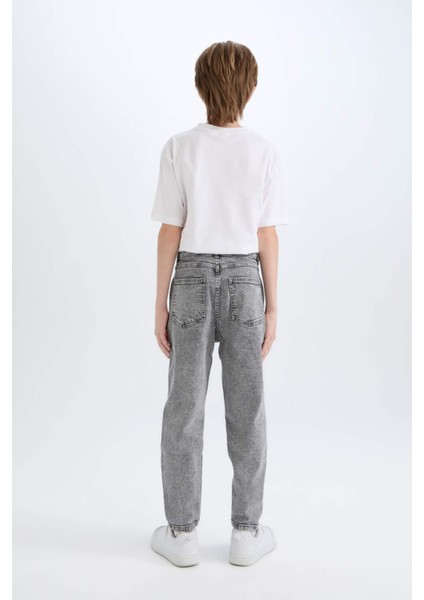 Erkek Çocuk Balloon Fit Yırtık Detaylı Düz Paça Jean Pantolon C5707A824WN