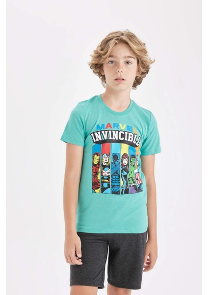 Erkek Çocuk Marvel Comics Pijama Takımı Kısa Kollu Üst Şort D1217A824SM