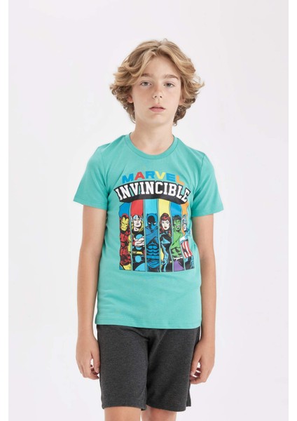 Erkek Çocuk Marvel Comics Pijama Takımı Kısa Kollu Üst Şort D1217A824SM