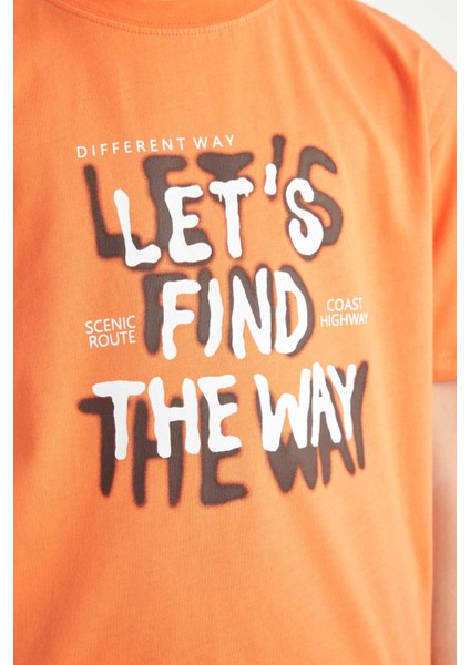 Erkek Çocuk Bisiklet Yaka Baskılı Kısa Kollu Tişört D0432A824HS