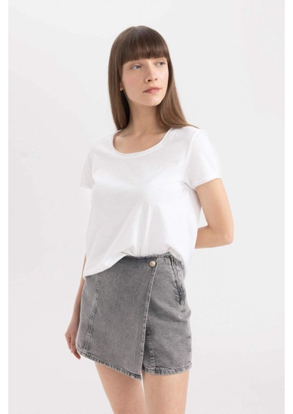 Yüksek Bel Mini Jean Şort Etek C0695AX24SM