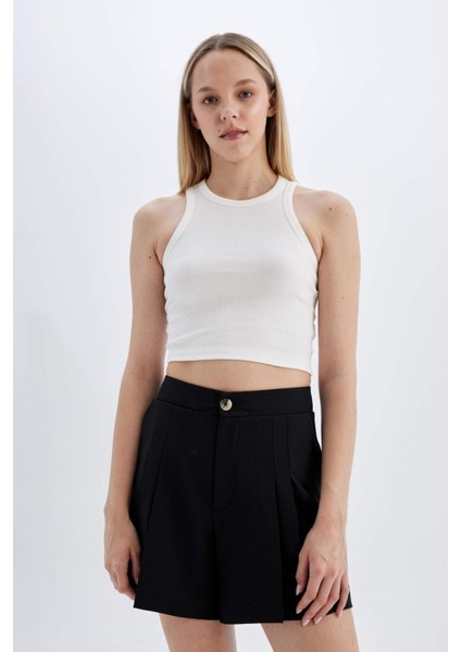 Regular Fit Yüksek Bel Pileli Şort D0963AX24SM