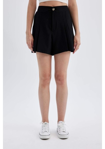 Regular Fit Yüksek Bel Pileli Şort D0963AX24SM