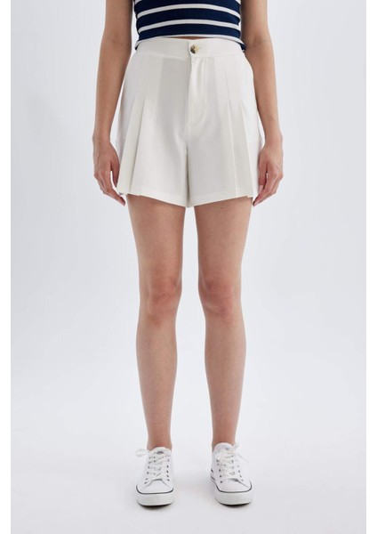 Regular Fit Yüksek Bel Pileli Şort D0963AX24SM