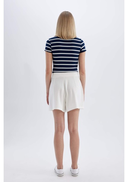 Regular Fit Yüksek Bel Pileli Şort D0963AX24SM