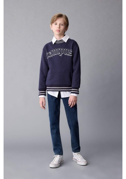 Erkek Çocuk Carrot Fit Düz Paça Cepli Jean Pantolon C5719A824WN
