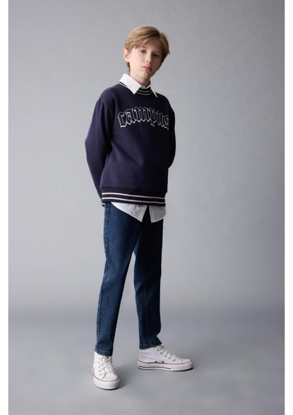 Erkek Çocuk Carrot Fit Düz Paça Cepli Jean Pantolon C5719A824WN