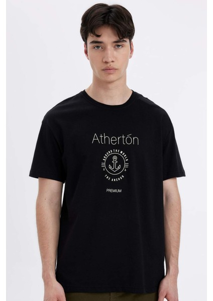 Regular Fit Bisiklet Yaka Baskılı Kısa Kollu Tişört C6240AX24HS