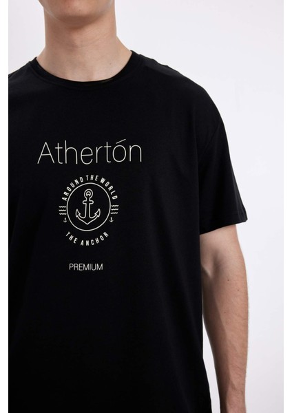 Regular Fit Bisiklet Yaka Baskılı Kısa Kollu Tişört C6240AX24HS