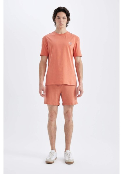 Regular Fit Bisiklet Yaka Baskılı Kısa Kollu Tişört C5650AX24HS