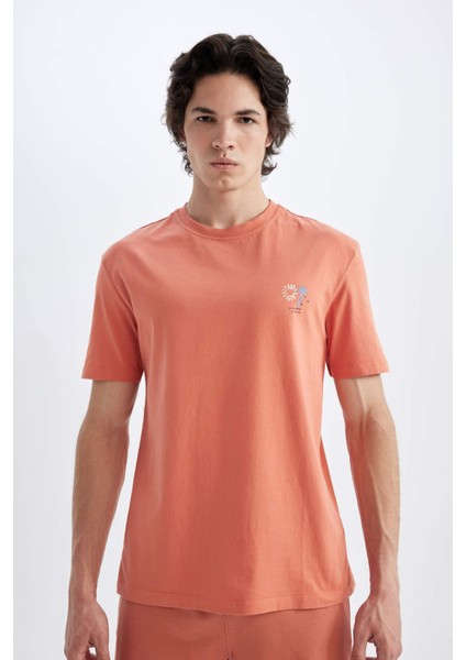 Regular Fit Bisiklet Yaka Baskılı Kısa Kollu Tişört C5650AX24HS