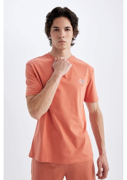 Regular Fit Bisiklet Yaka Baskılı Kısa Kollu Tişört C5650AX24HS