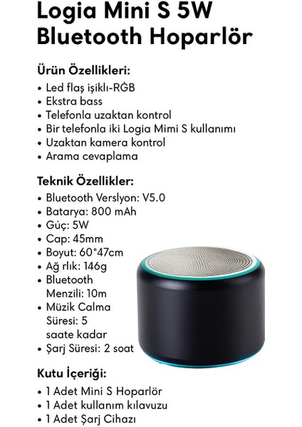 iPhone 15 Pro Uyumlu Kompakt Bluetooth Hoparlör – Uzun Pil Ömrü (5 Saat) | Kablosuz Hoparlör indirimleri