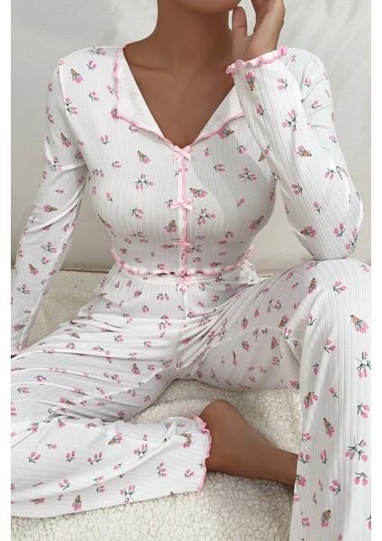Baskılı Özel Kumaş Pijama Takımı