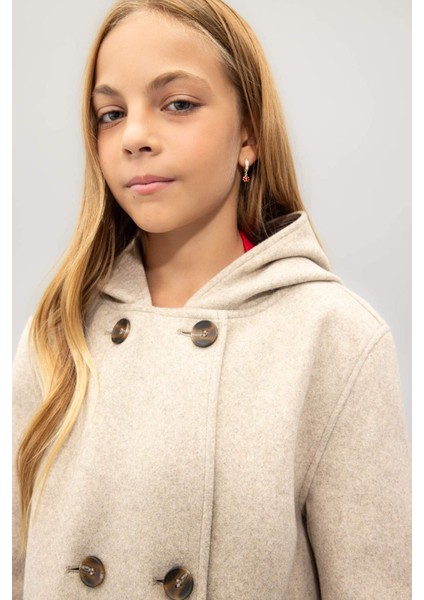 Kız Çocuk Kapüşonlu Kaşe Parka C8554A824AU