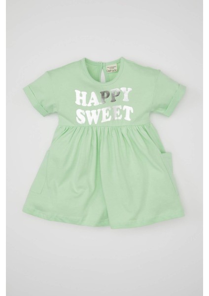 Kız Bebek Baskılı Kısa Kollu Elbise D0487A524HS