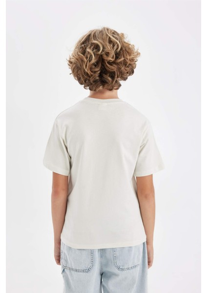 Erkek Çocuk Bisiklet Yaka Baskılı Kısa Kollu Tişört