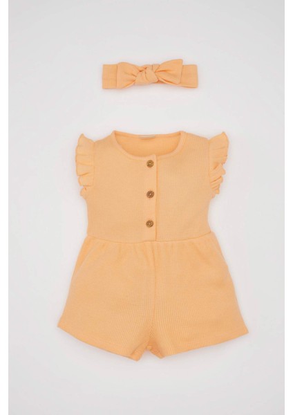 Kız Bebek 2'li Takım Waffle Kolsuz Tulum Bandana C9490A524SM