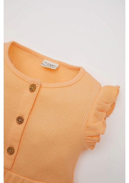 Kız Bebek 2'li Takım Waffle Kolsuz Tulum Bandana C9490A524SM