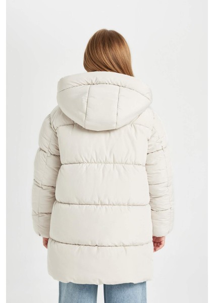Kız Çocuk Su Geçirmez Kapüşonlu Polar Astarlı Parka C8519A824AU