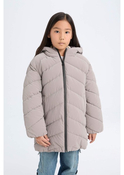Kız Çocuk Su Geçirmez Kapüşonlu Parka C8520A824AU