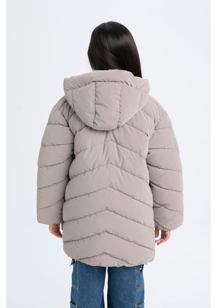 Kız Çocuk Su Geçirmez Kapüşonlu Parka C8520A824AU