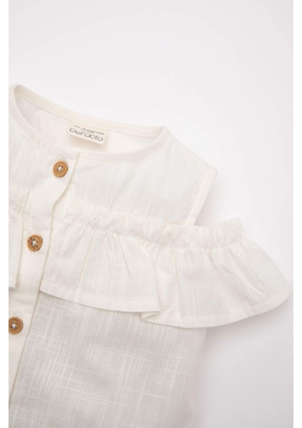 Kız Bebek 2'li Takım Flamlı Poplin Kolsuz Fırfırlı Bluz Şort C9522A524SM