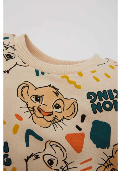 Erkek Bebek 2'li Takım Disney Lion King Bisiklet Yaka Sweatshirt Beli Lastikli Jogger Eşofman Altı D1891A524AU